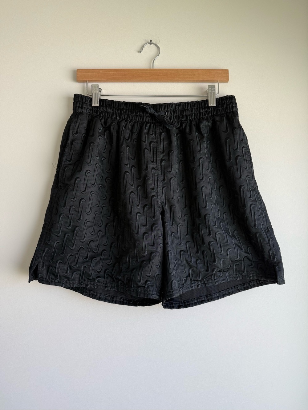 Nike Swim Black Embroidered Swoosh Volley Shorts Large